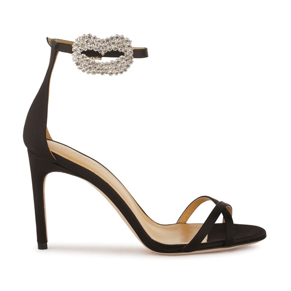 DAPHNE BLACK SATIN SANDAL